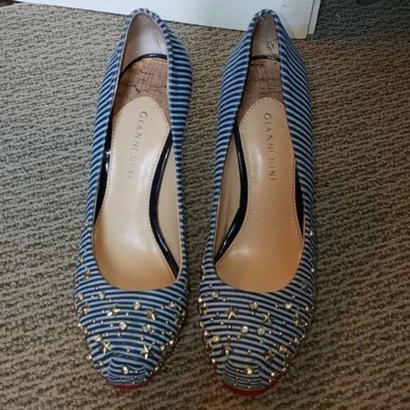 Gianni Bini Heel Shoes Stars Strips Stilettos Platform Pumps WOMEN'S WOMAN'S 8.5 - Picture 3 of 13